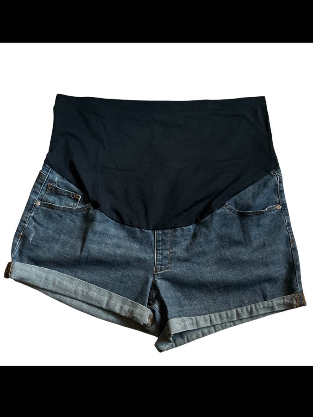 Time and Tru Women's Maternity Roll Cuff Denim Shorts